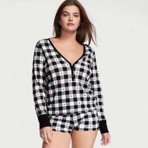 Victoria’s Secret Thermal Gingham Long Sleeve Pajama Top
